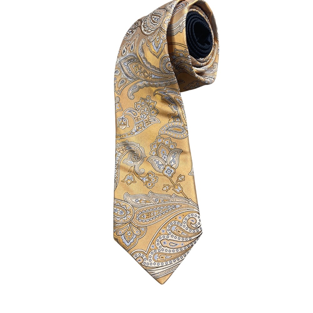 John W. Nordstrom Men's Gold Paisley Silk Necktie Business Formal